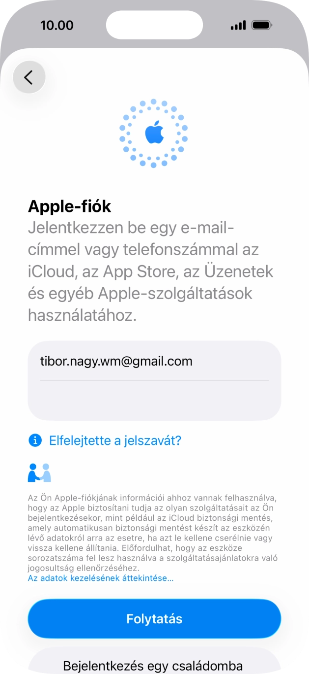 Válaszd a Folytatás lehetőséget.
