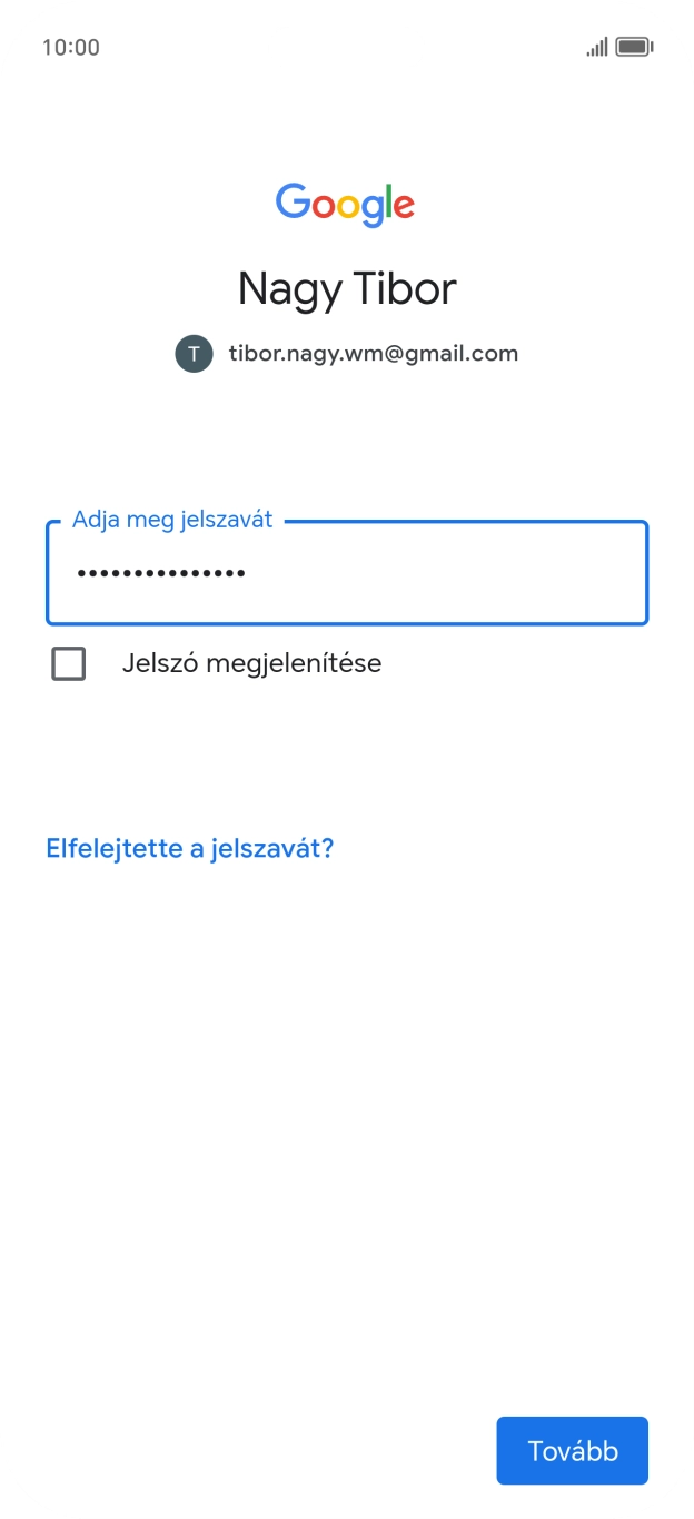 Válaszd a Tovább lehetőséget.