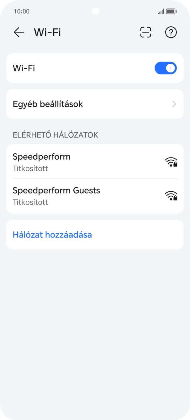 Válaszd ki a kívánt Wi-Fi hálózatot. Válaszd ki a kívánt Wi-Fi hálózatot.