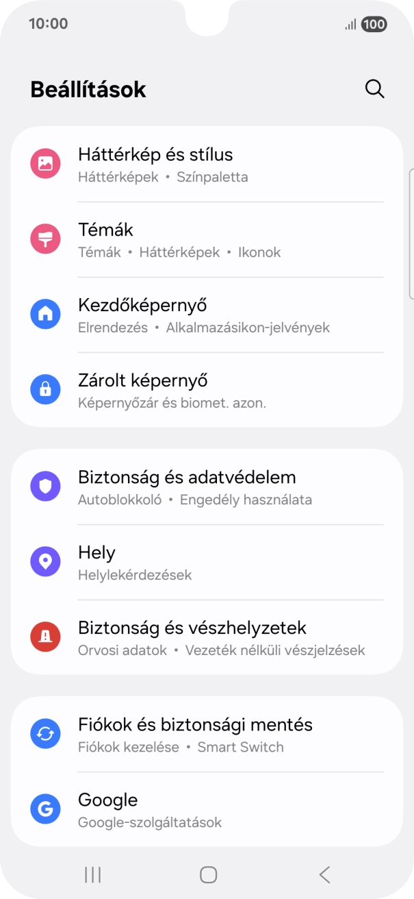 Válaszd a Fiókok és biztonsági mentés lehetőséget. Válaszd a Fiókok és biztonsági mentés lehetőséget.