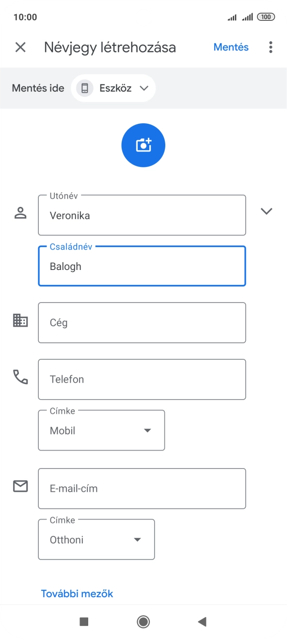 Kattints a Telefon mezőre, és írd be a kívánt telefonszámot.