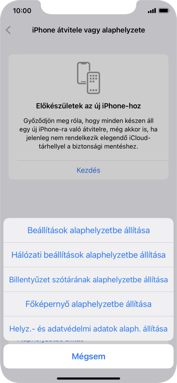 Válaszd a Beállítások alaphelyzetbe állítása lehetőséget. Válaszd a Beállítások alaphelyzetbe állítása lehetőséget.
