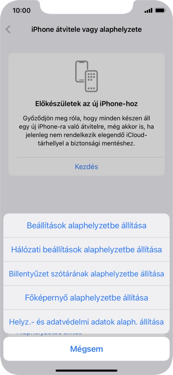 Válaszd a Beállítások alaphelyzetbe állítása lehetőséget. Válaszd a Beállítások alaphelyzetbe állítása lehetőséget.