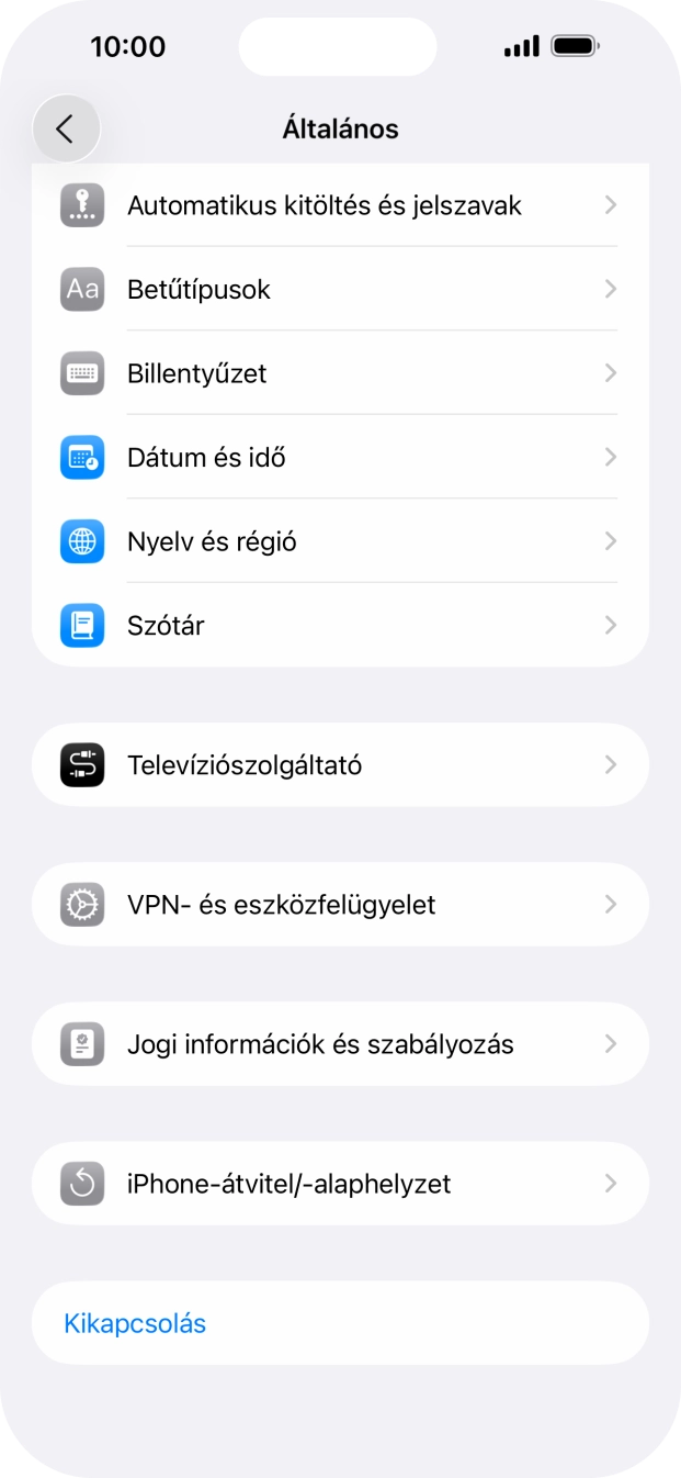 Válaszd az „iPhone-átvitel/-alaphelyzet” lehetőséget.