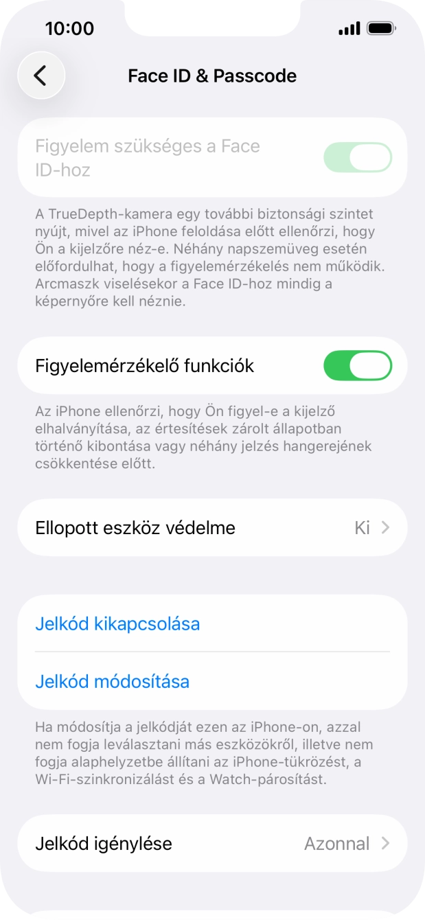 Válaszd a Jelkód kikapcsolása lehetőséget, és írd be a képernyőzárkódot.