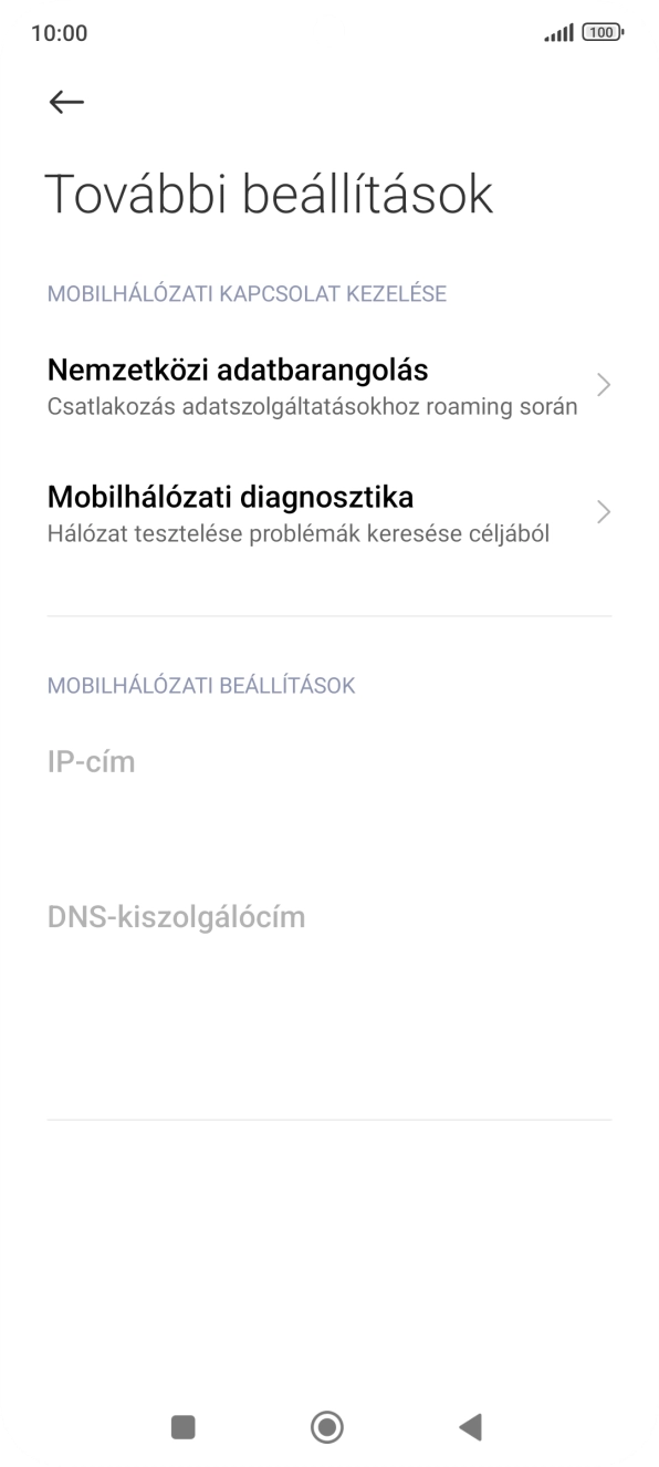 Válaszd a Nemzetközi adatbarangolás lehetőséget.