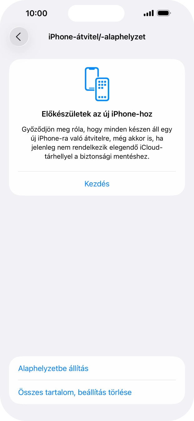 Válaszd az Alaphelyzetbe állítás lehetőséget.