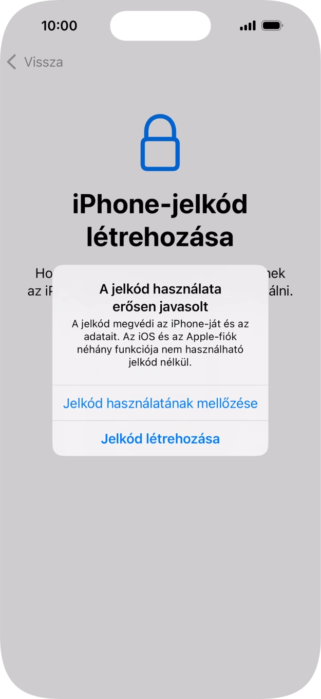 Ha kikapcsolod a funkciót, válaszd a Jelkód használatának mellőzése lehetőséget.