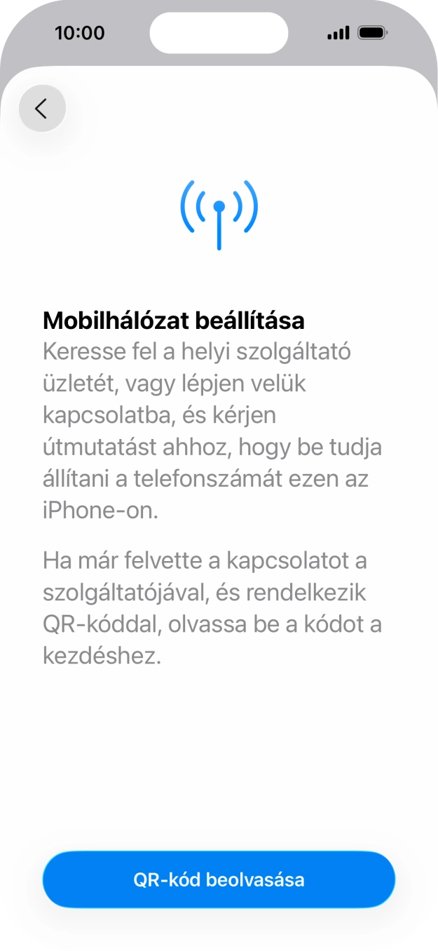 Válaszd a QR-kód beolvasása lehetőséget. Válaszd a QR-kód beolvasása lehetőséget.