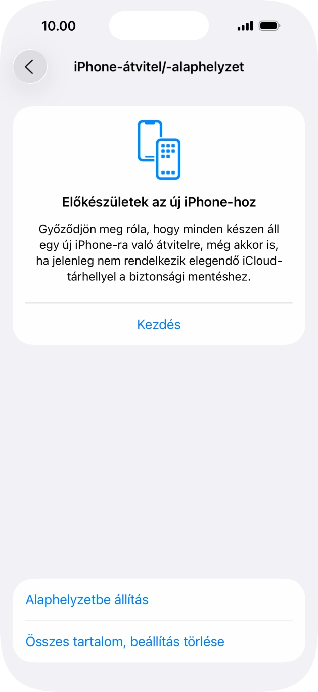 Válaszd az Alaphelyzetbe állítás lehetőséget.