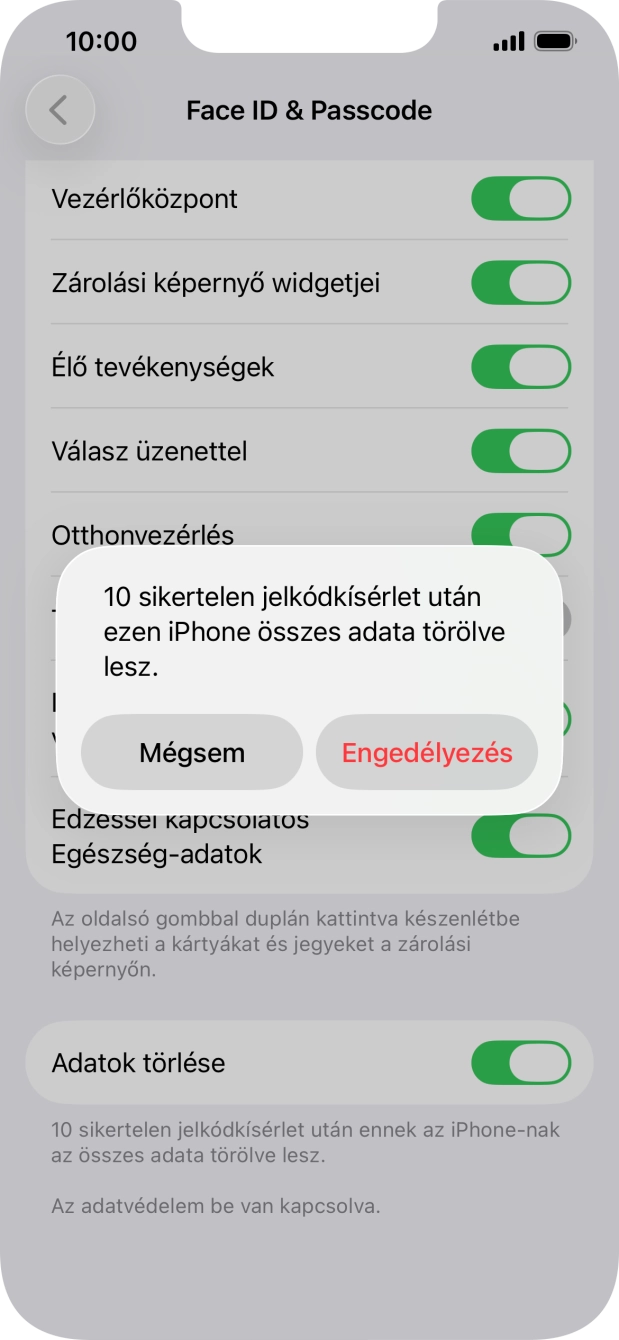 Ha bekapcsolod a funkciót, válaszd az Engedélyezés lehetőséget.