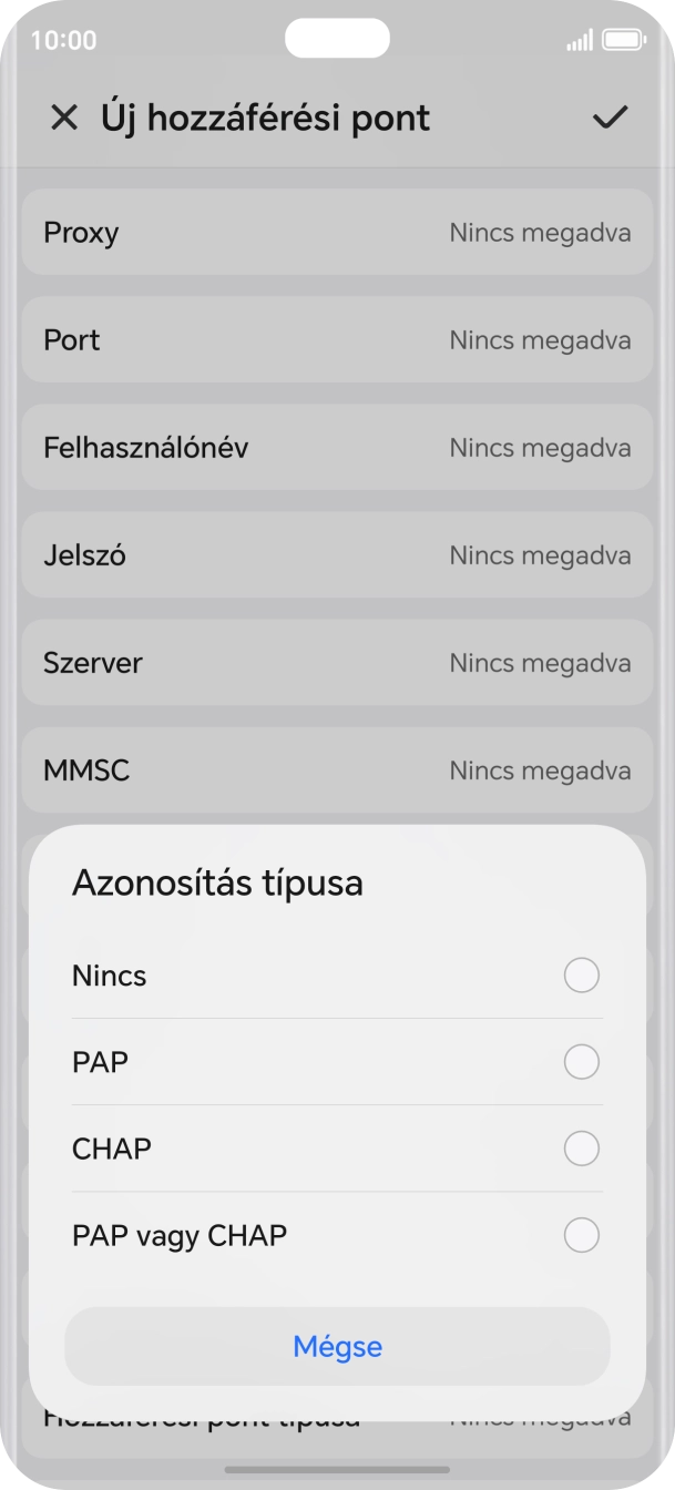 Válaszd a PAP lehetőséget.