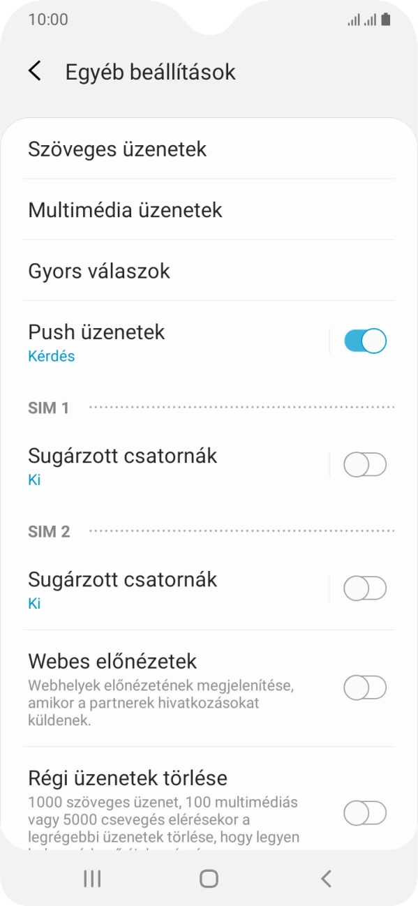 Válaszd a Szöveges üzenetek lehetőséget. Válaszd a Szöveges üzenetek lehetőséget.