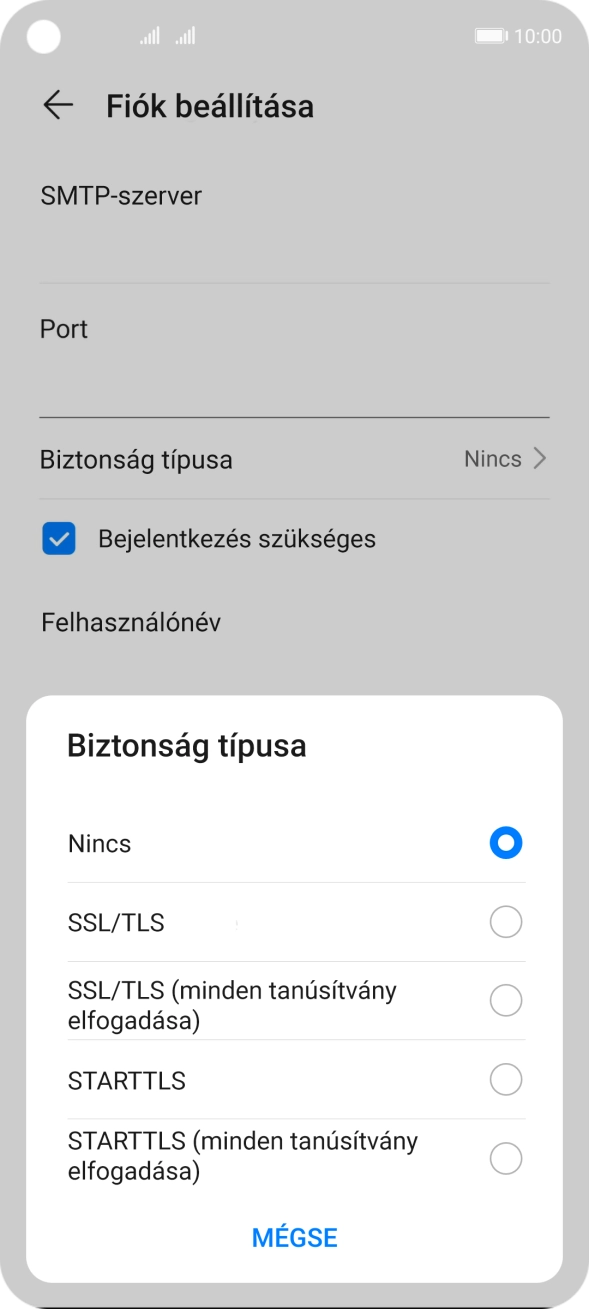 Válaszd a Nincs lehetőséget. Válaszd a Nincs lehetőséget.