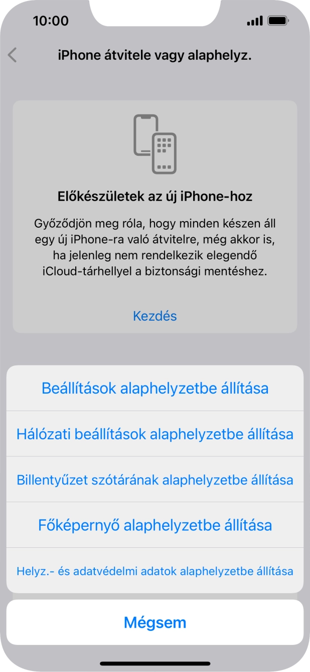 Válaszd a Beállítások alaphelyzetbe állítása lehetőséget. Válaszd a Beállítások alaphelyzetbe állítása lehetőséget.