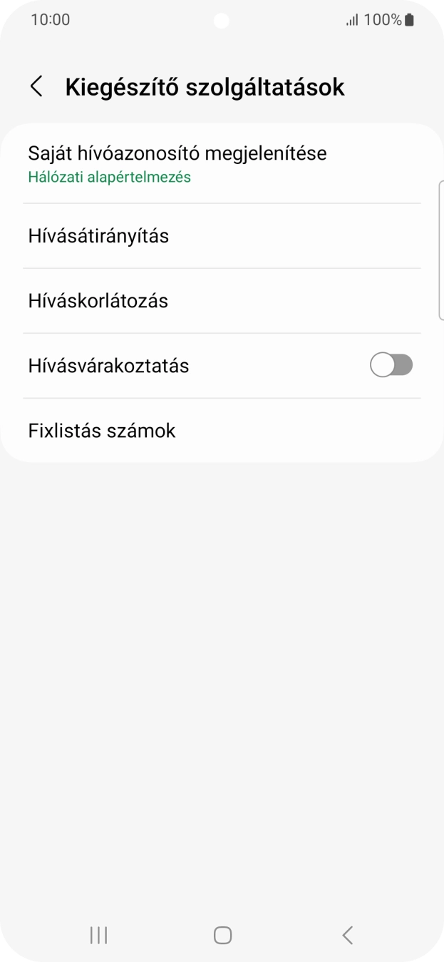 Kattints a „Hívásvárakoztatás” melletti csúszkára a funkció be- vagy kikapcsolásához.