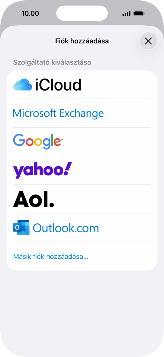 Válaszd a Másik fiók hozzáadása... lehetőséget.