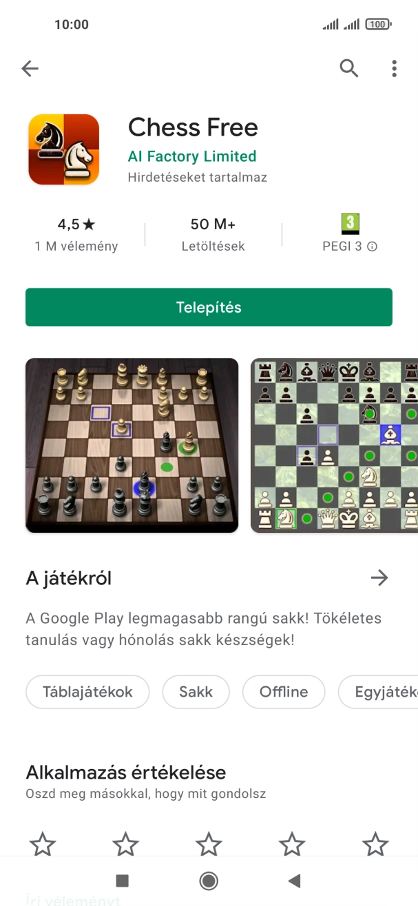 Válaszd a Telepítés lehetőséget, és kövesd a képernyőn megjelenő utasításokat az alkalmazás telepítéséhez.