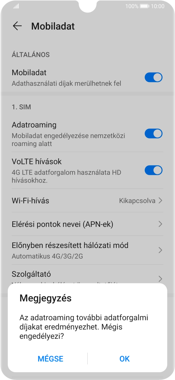 Ha bekapcsolod a funkciót, válaszd az OK lehetőséget. Ha bekapcsolod a funkciót, válaszd az OK lehetőséget.