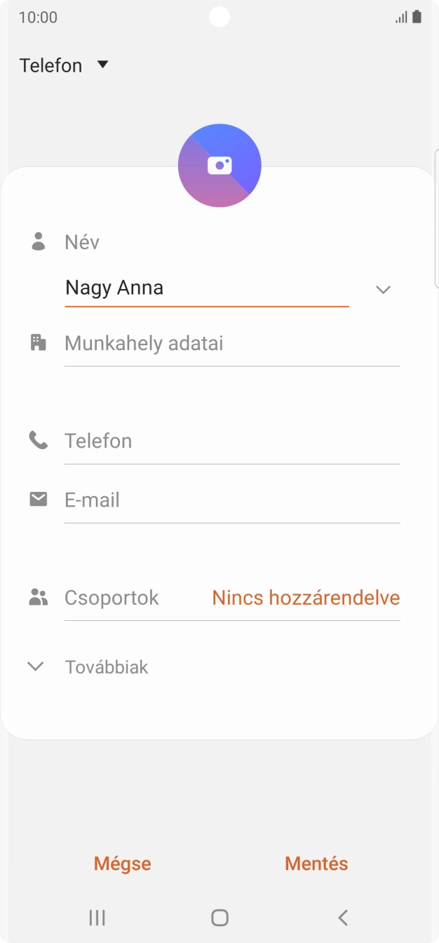 Kattints a Telefon mezőre, és írd be a kívánt telefonszámot.