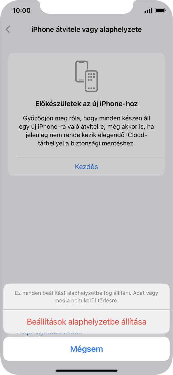 Válaszd a Beállítások alaphelyzetbe állítása lehetőséget. Válaszd a Beállítások alaphelyzetbe állítása lehetőséget.