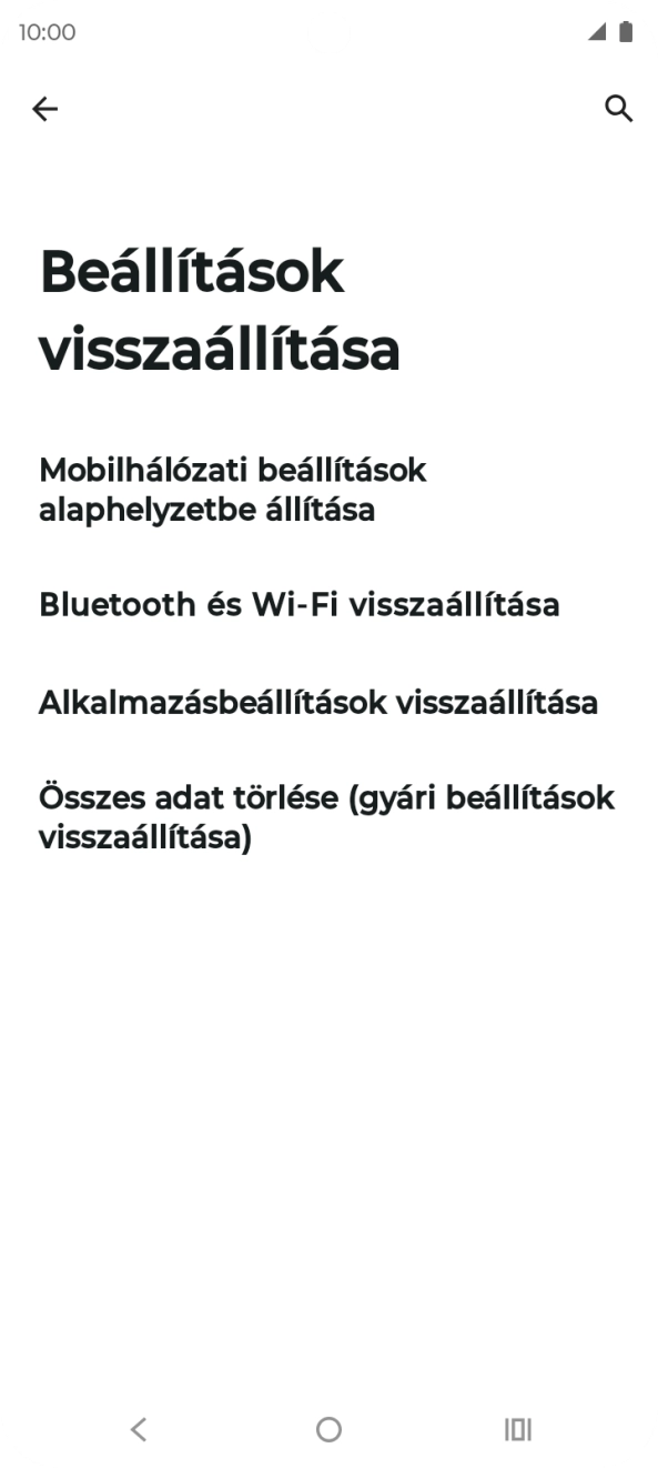 Válaszd az Összes adat törlése (gyári beállítások visszaállítása) lehetőséget.
