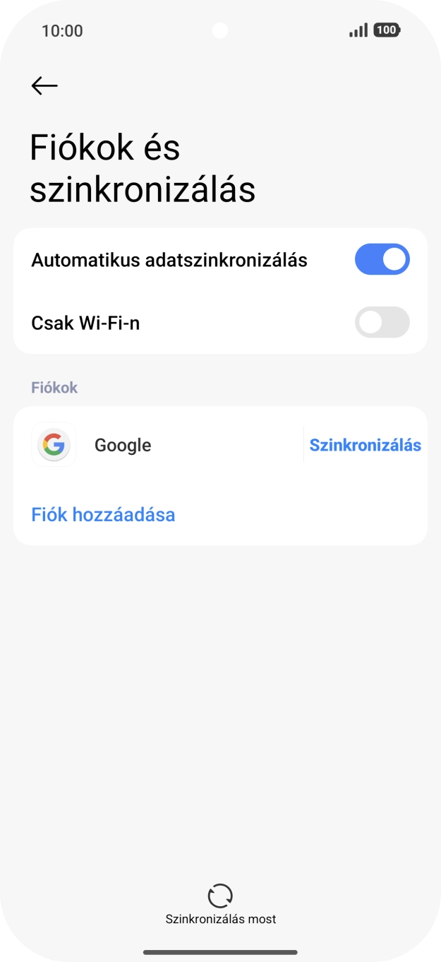 Válaszd a Fiók hozzáadása lehetőséget.