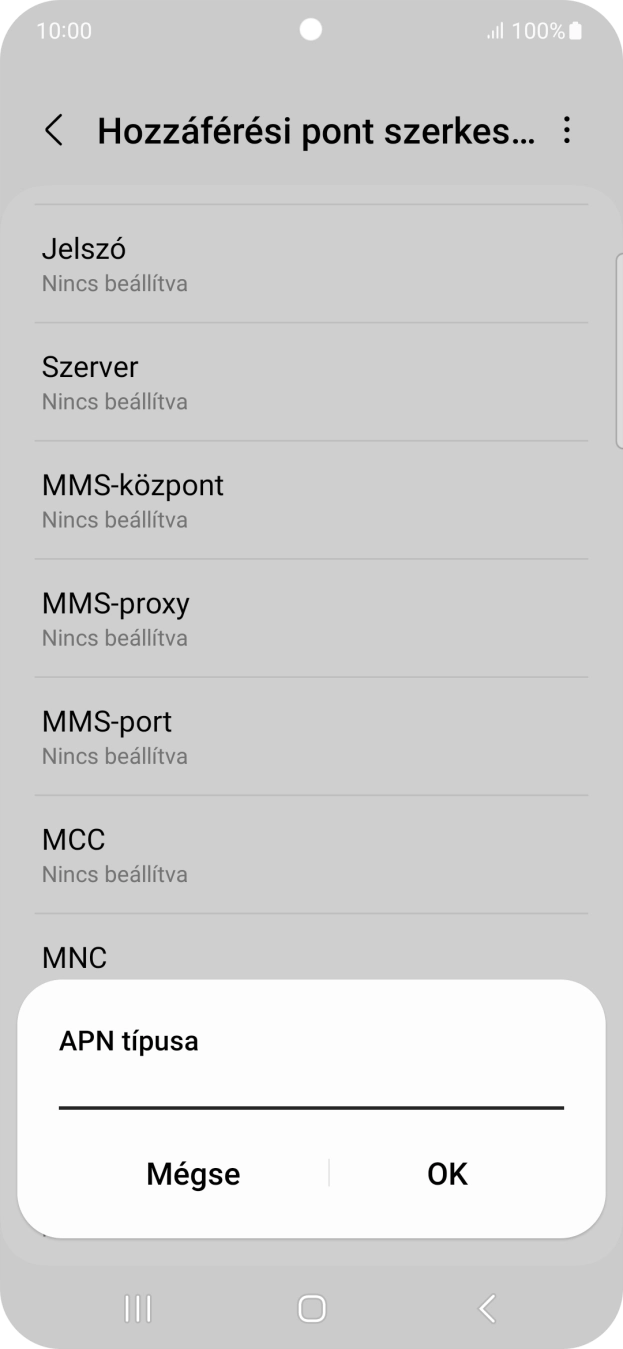 Írd be azt, hogy mms, és válaszd az OK lehetőséget.