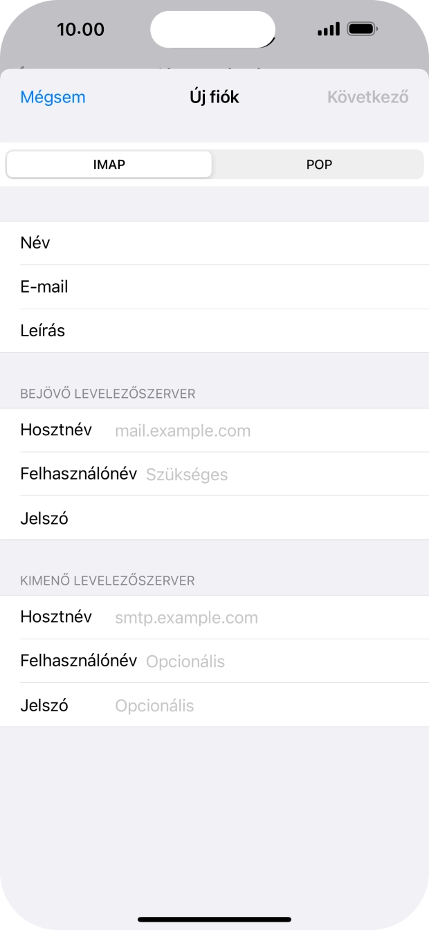 Válaszd az IMAP lehetőséget.