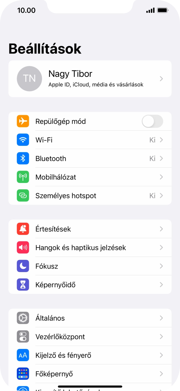 Válaszd a Mobilhálózat lehetőséget. Válaszd a Mobilhálózat lehetőséget.