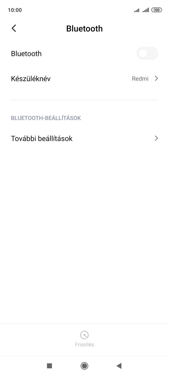 Kattints a „Bluetooth” melletti csúszkára a funkció bekapcsolásához.