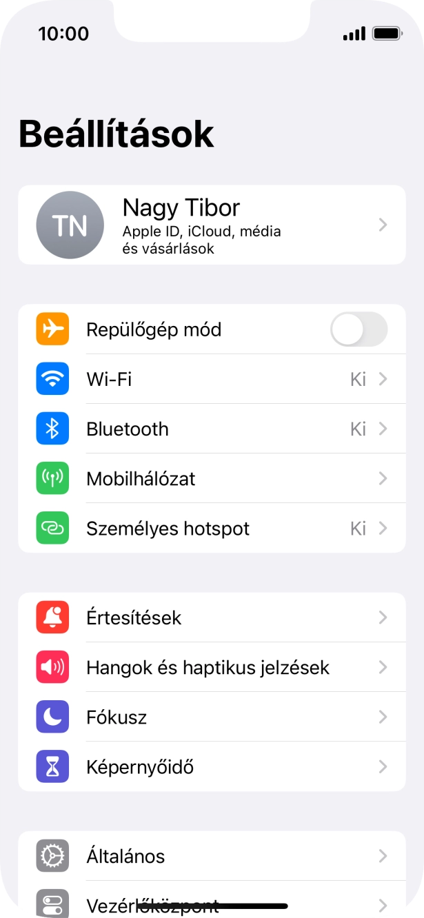 Válaszd az Általános lehetőséget.