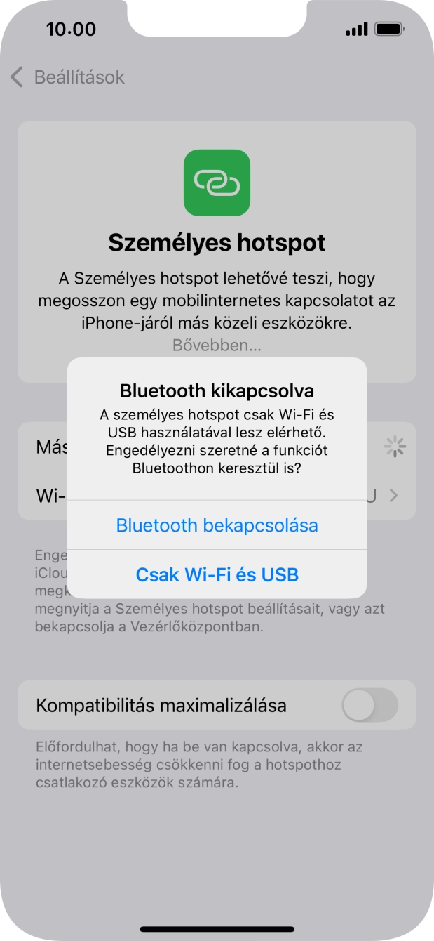 Amennyiben be van kapcsolva a Wi-Fi, válaszd a Csak Wi-Fi és USB lehetőséget. Amennyiben be van kapcsolva a Wi-Fi, válaszd a Csak Wi-Fi és USB lehetőséget.