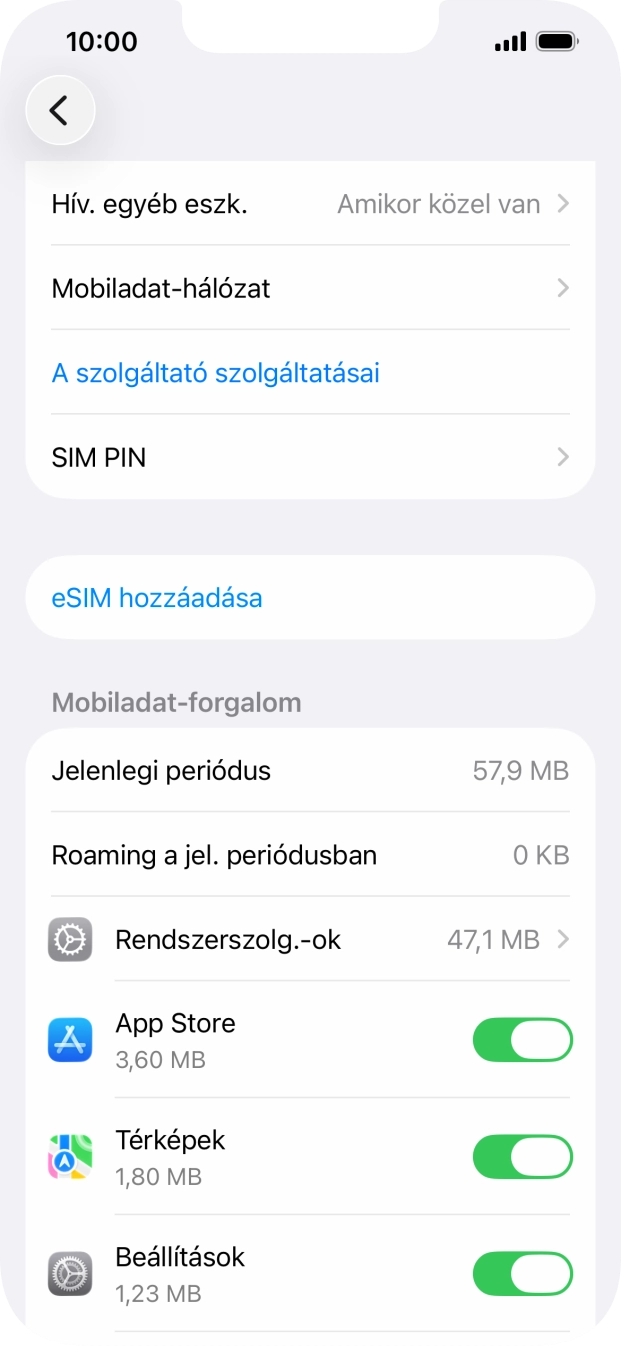 Válaszd a Mobiladat-hálózat lehetőséget. Válaszd a Mobiladat-hálózat lehetőséget.