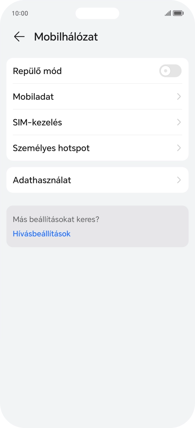 Válaszd az Adathasználat lehetőséget. Válaszd az Adathasználat lehetőséget.
