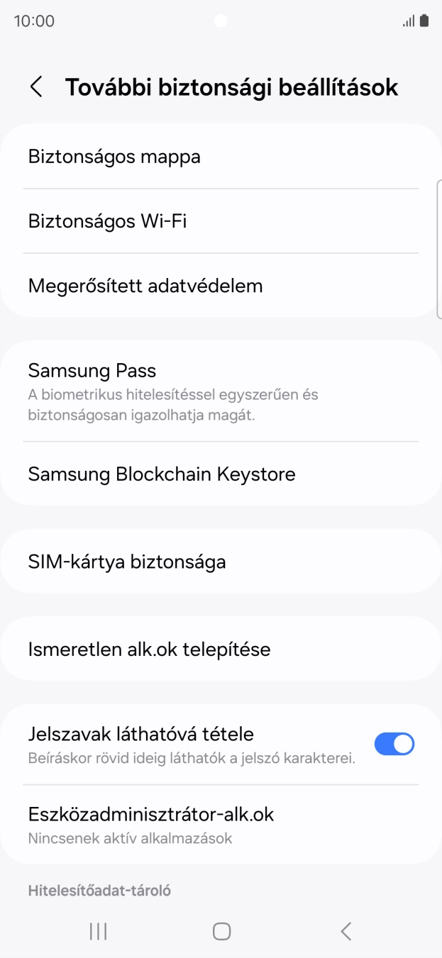 Válaszd a SIM-kártya biztonsága lehetőséget.