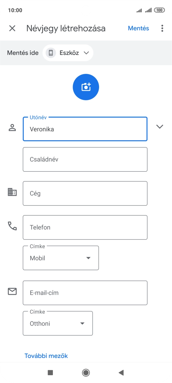 Kattints a Családnév mezőre, és írd be a kívánt vezetéknevet.