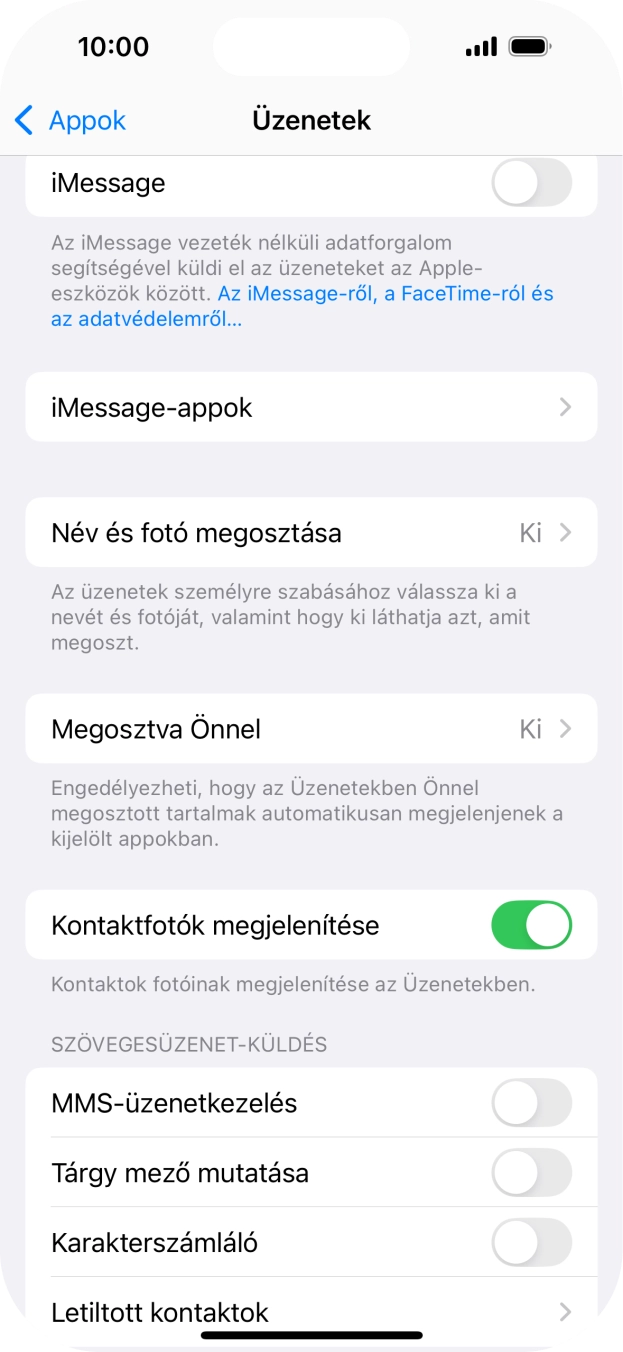 Kattints az „MMS-üzenetkezelés” melletti csúszkára a funkció bekapcsolásához.