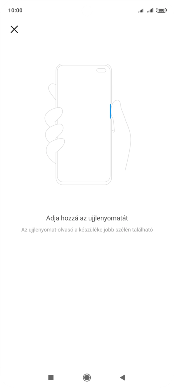 Kövesd a kijelzőn megjelenő utasításokat képernyőzár létrehozásához ujjlenyomattal. Kövesd a kijelzőn megjelenő utasításokat képernyőzár létrehozásához ujjlenyomattal.