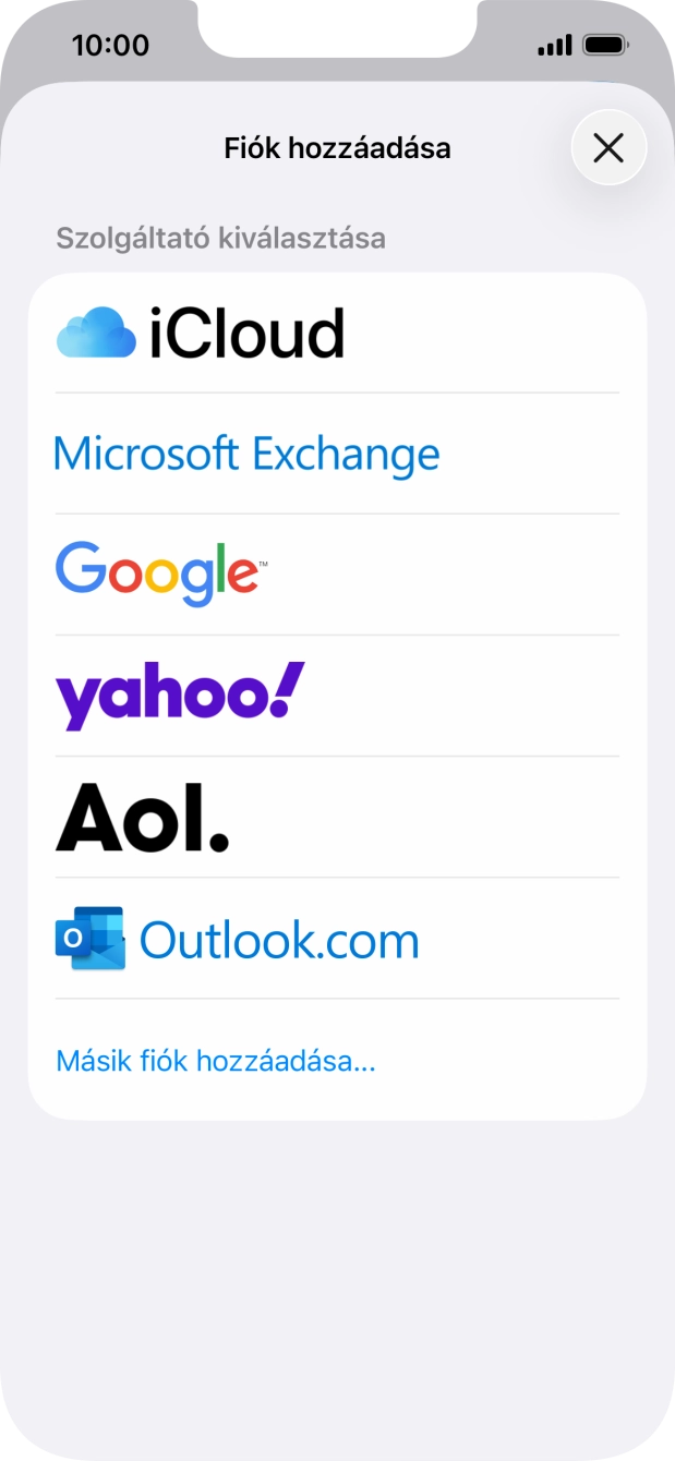 Válaszd a Másik fiók hozzáadása... lehetőséget.