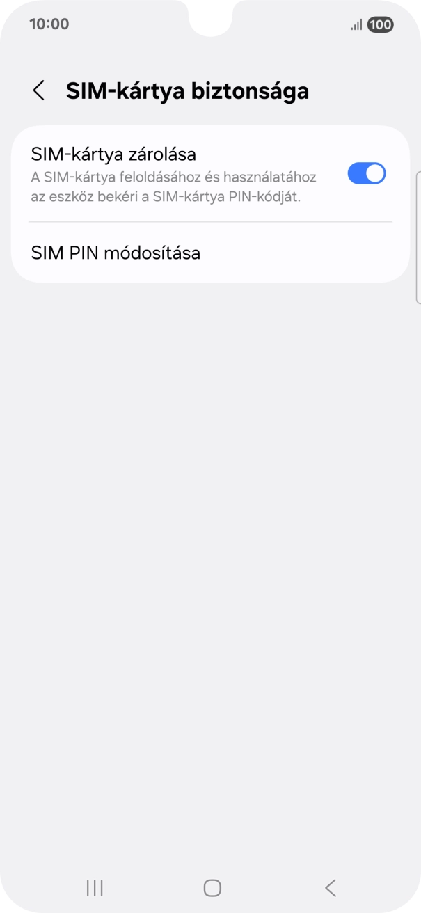 Kattints a „SIM-kártya zárolása” melletti csúszkára a funkció be- vagy kikapcsolásához. Kattints a „SIM-kártya zárolása” melletti csúszkára a funkció be- vagy kikapcsolásához.