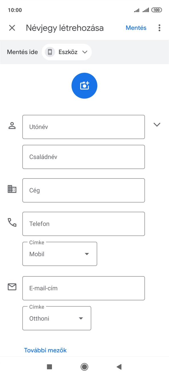 Kattints az Utónév mezőre, és írd be a kívánt nevet.