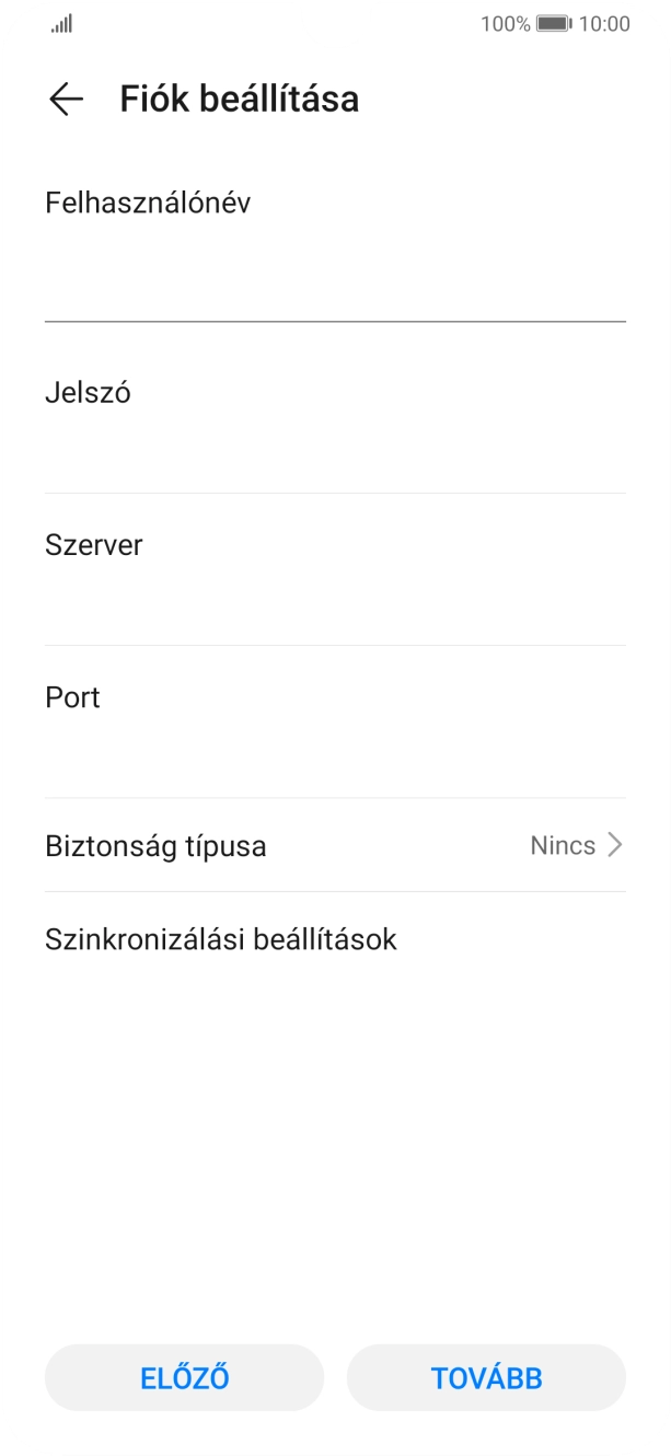 Kattints a „Szerver” alatti mezőre, és írd be az e-mail szolgáltatód bejövő szerverének a nevét.