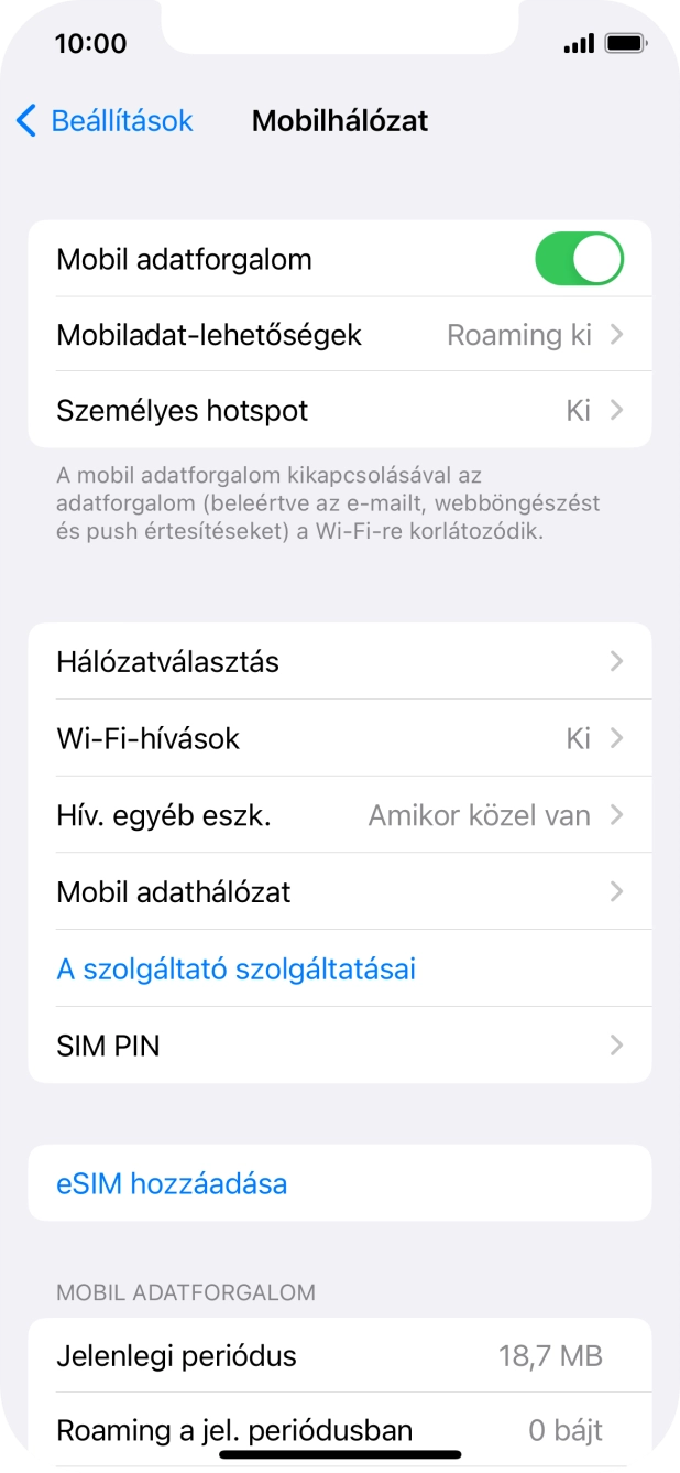 Válaszd a Mobil adathálózat lehetőséget. Válaszd a Mobil adathálózat lehetőséget.