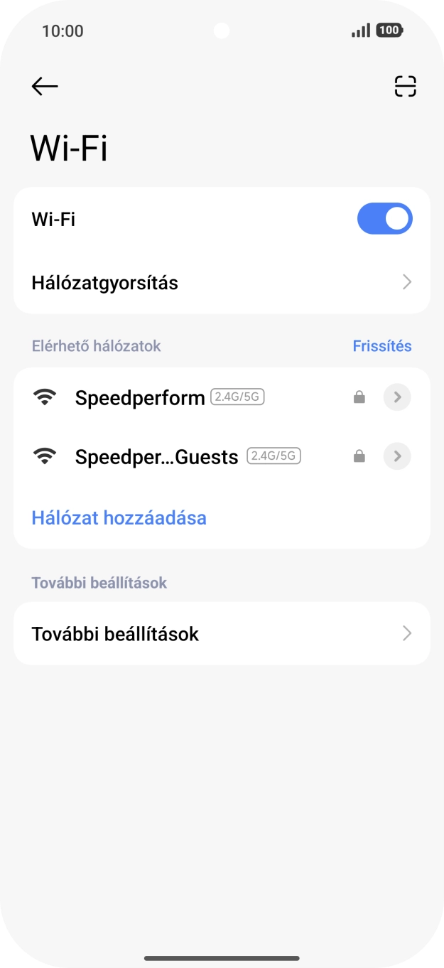 Válaszd ki a kívánt Wi-Fi hálózatot. Válaszd ki a kívánt Wi-Fi hálózatot.