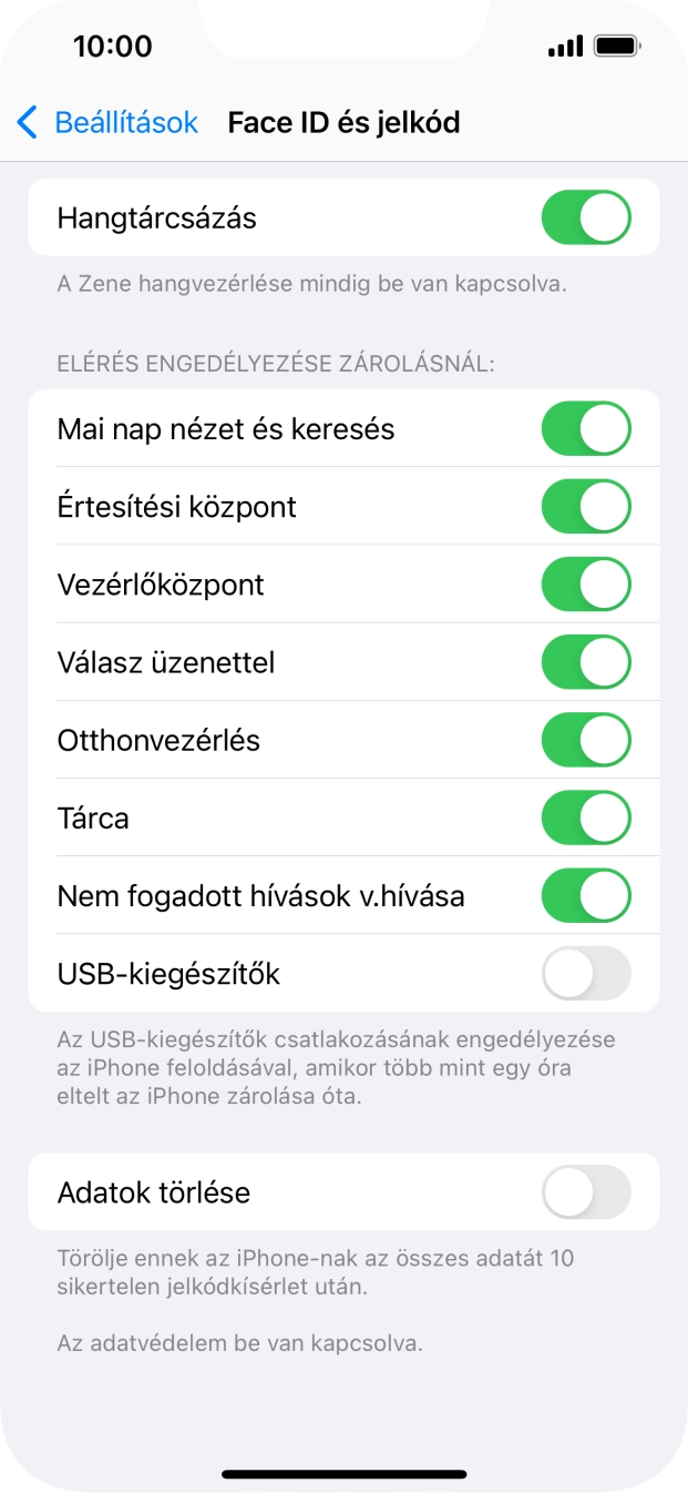 Kattints az „Adatok törlése” melletti csúszkára a funkció be- vagy kikapcsolásához.