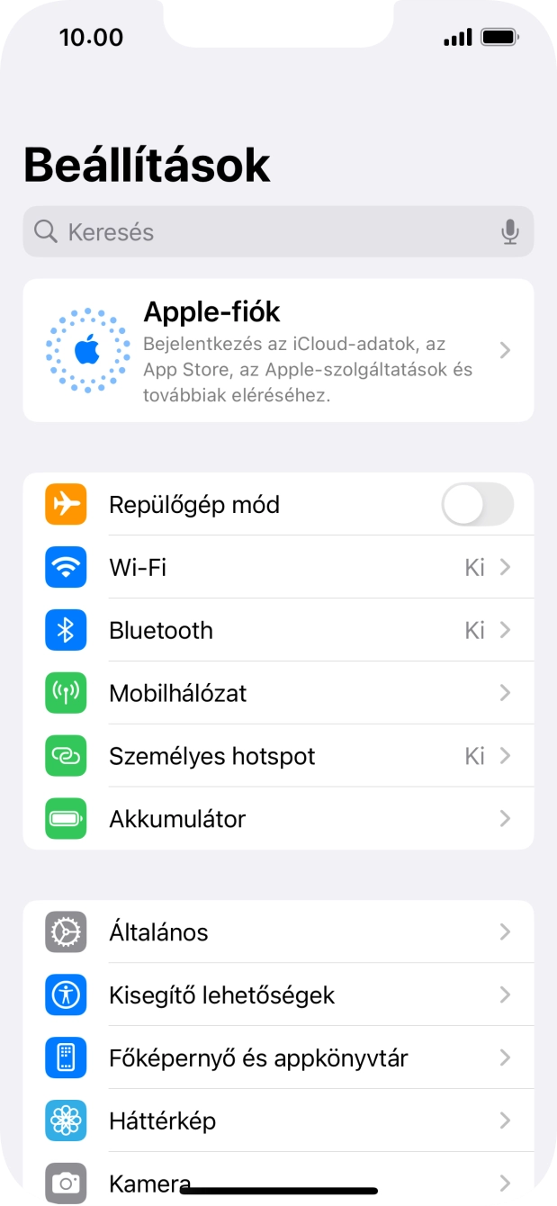 Válaszd az Apple-fiók lehetőséget. Válaszd az Apple-fiók lehetőséget.