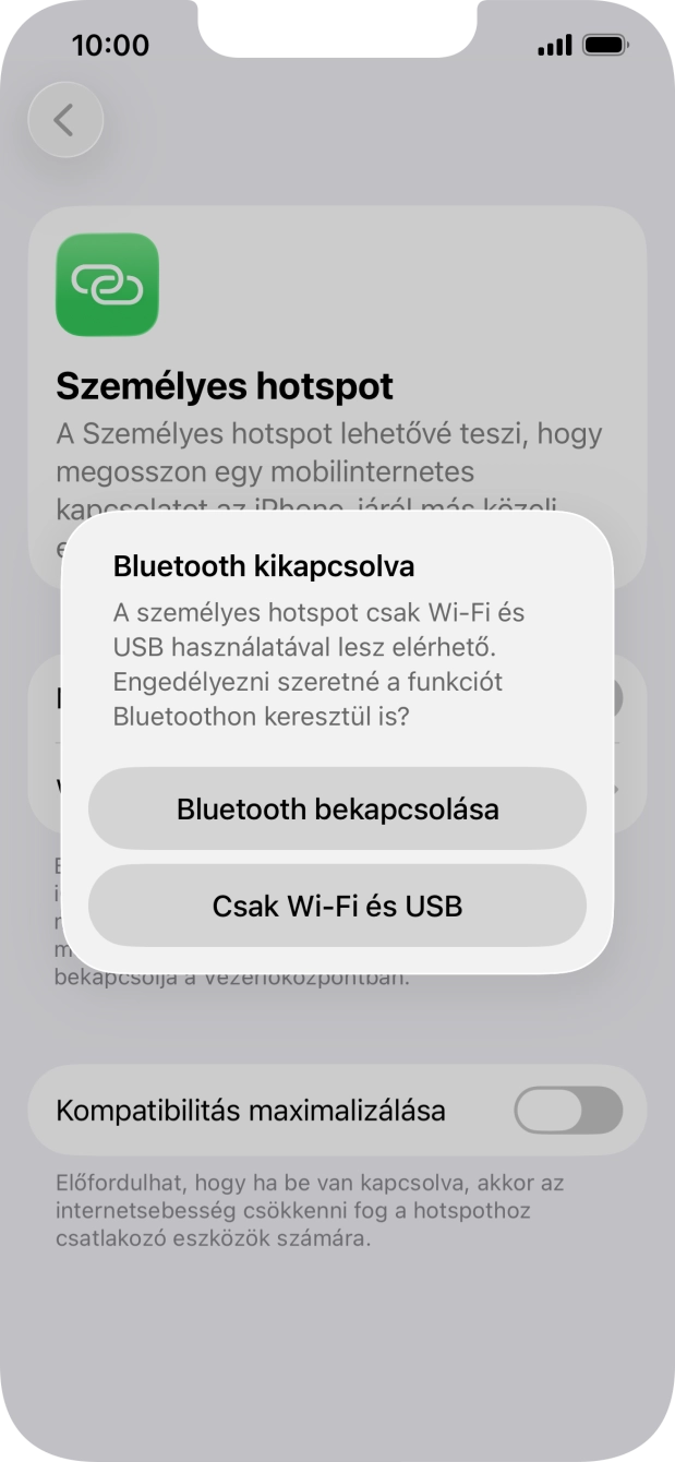 Amennyiben be van kapcsolva a Wi-Fi, válaszd a Csak Wi-Fi és USB lehetőséget.