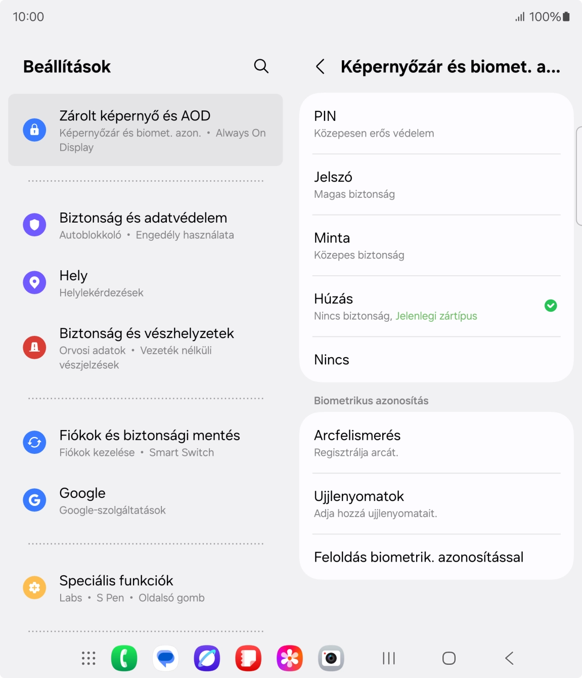 Válaszd az Ujjlenyomatok lehetőséget.