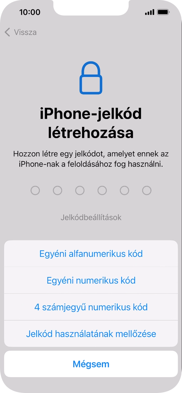 A képernyőzár használatának bekapcsolásához kövesd a képernyőn megjelenő utasításokat, vagy válaszd a Jelkód használatának mellőzése lehetőséget.